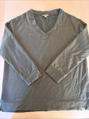 Orvis Women's V-Neck Pullover Sweatshirt in Sage Blue